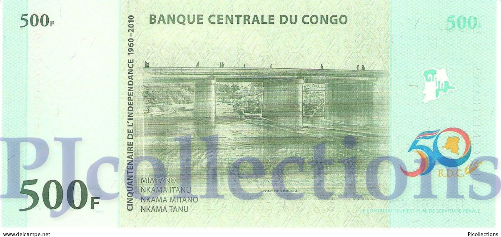 CONGO DEMOCRATIC REPUBLIC 500 FRANCS 2010 PICK 100a UNC - République Démocratique Du Congo & Zaïre