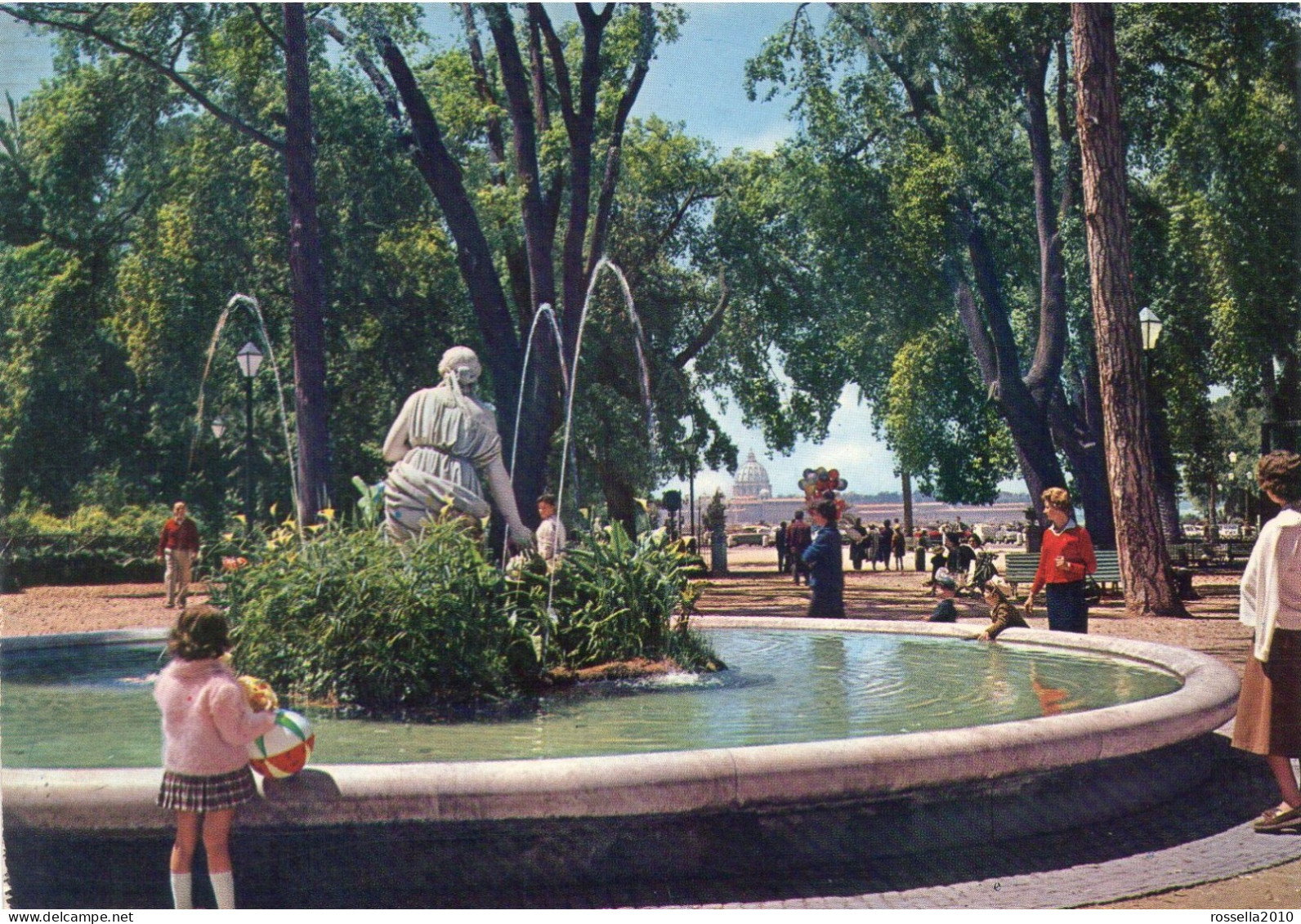 CARTOLINA Animata 1972 ITALIA ROMA PINCIO FONTANA DEL MOSè ITALY Postcard Italien Ansichtskarten - Parques & Jardines
