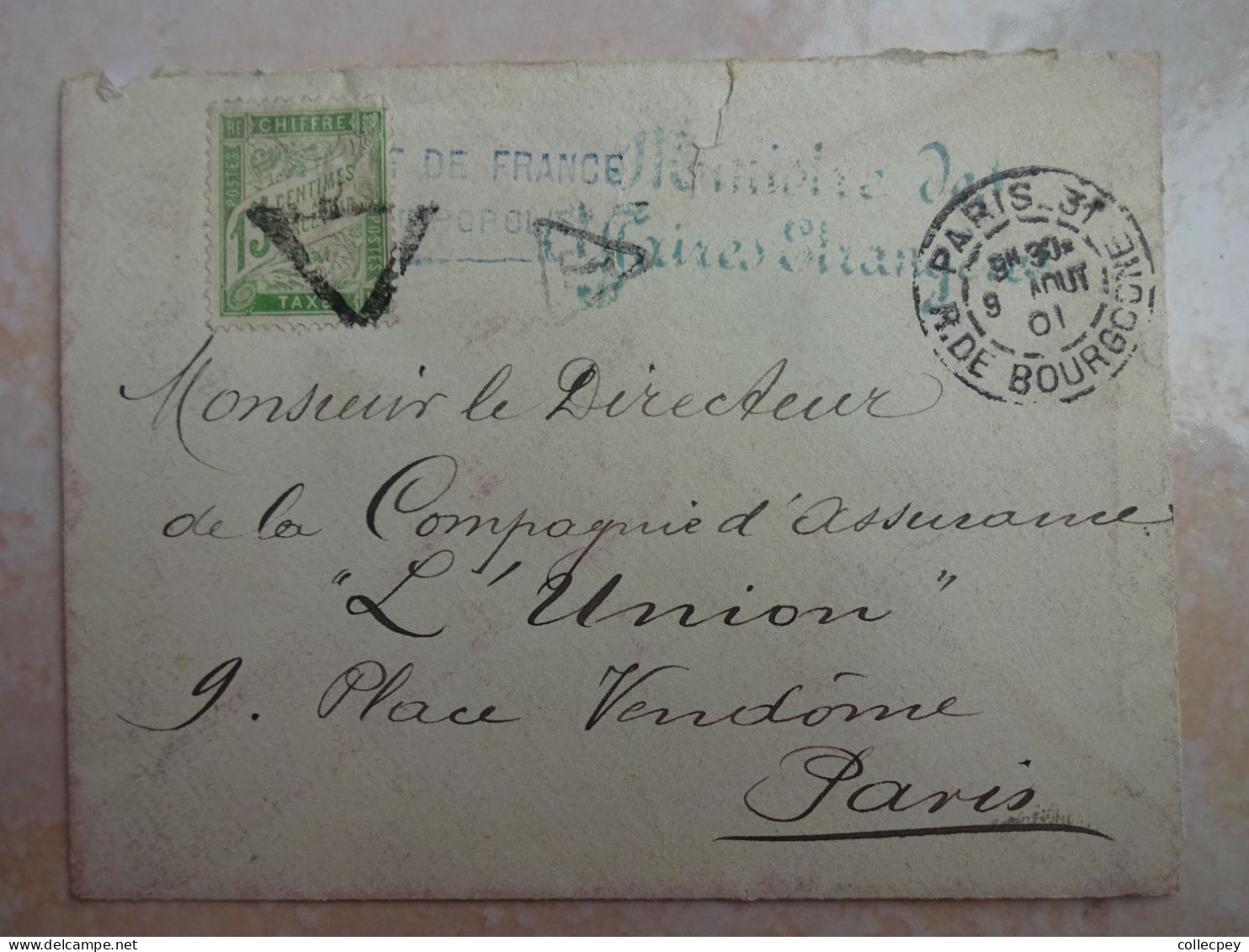 ENVELOPPE BULGARIE Consulat De FRANCE PHILIPPOPOLIS Cachet Timbre Taxe Français 1901 - Covers & Documents