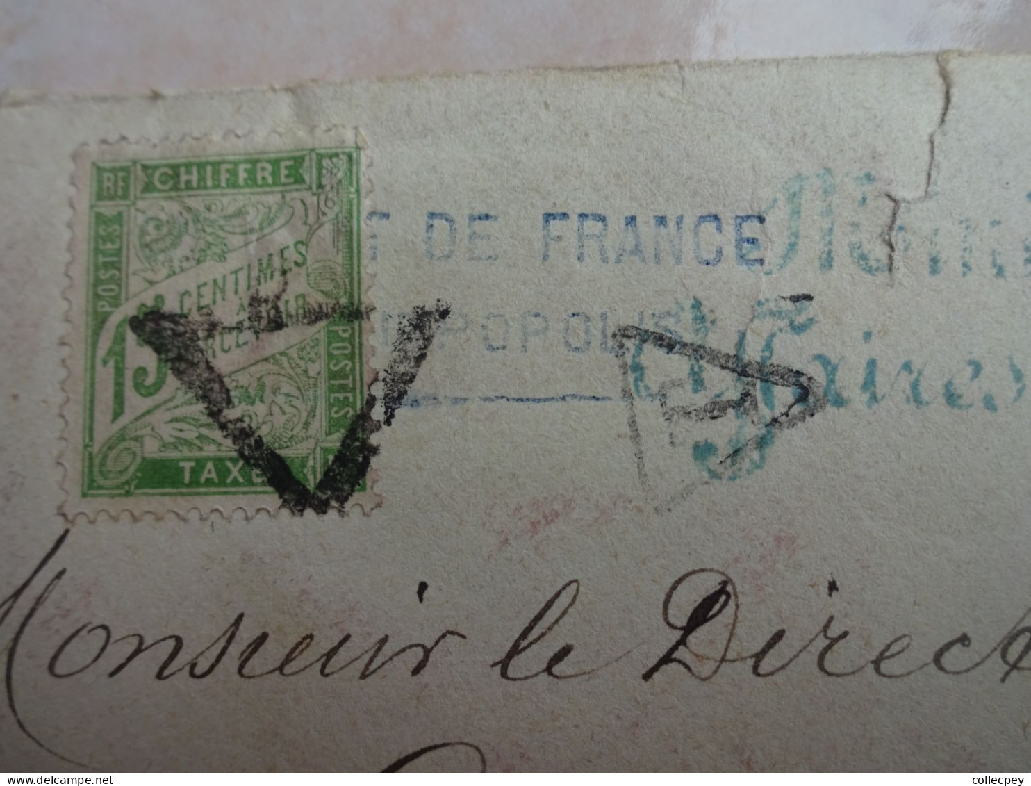 ENVELOPPE BULGARIE Consulat De FRANCE PHILIPPOPOLIS Cachet Timbre Taxe Français 1901 - Covers & Documents