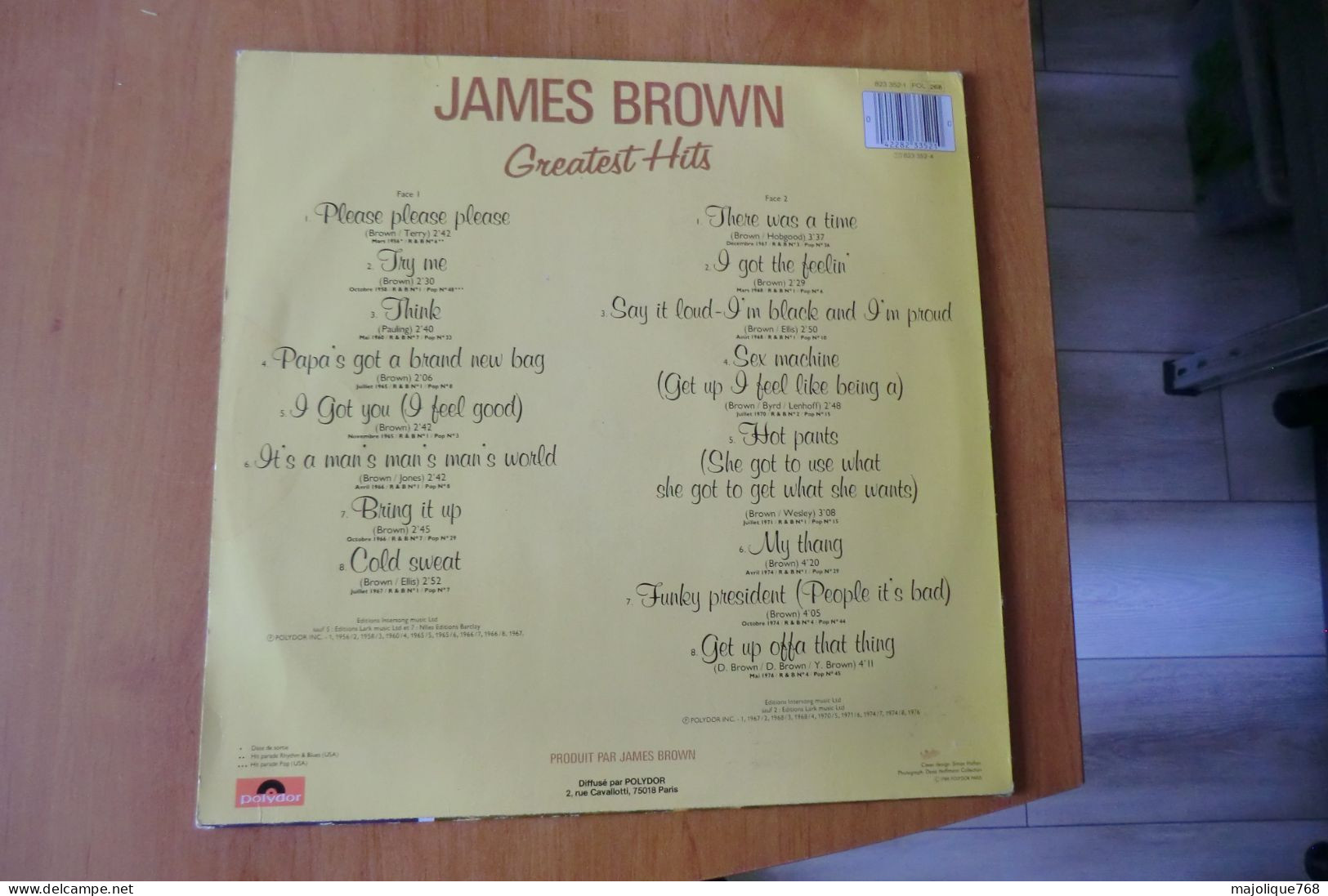 Disque 33T - LP  De James Brown 16 Greatest Hits - Polydor 823 352-1 POL 268 - France 1986 - - Soul - R&B