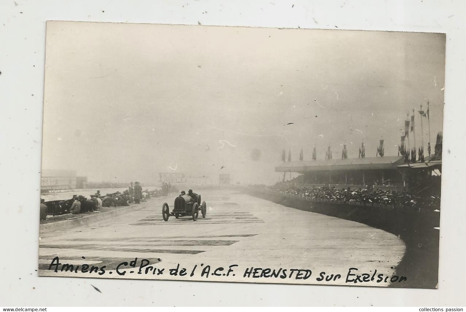 Cp, Carte Photo ,  Automobile, AMIENS,  Grand Prix De L'A.C.F. ,pilote HERNSTED Sur EXELSIOR,  Vierge, Sport Automobile - Altri & Non Classificati