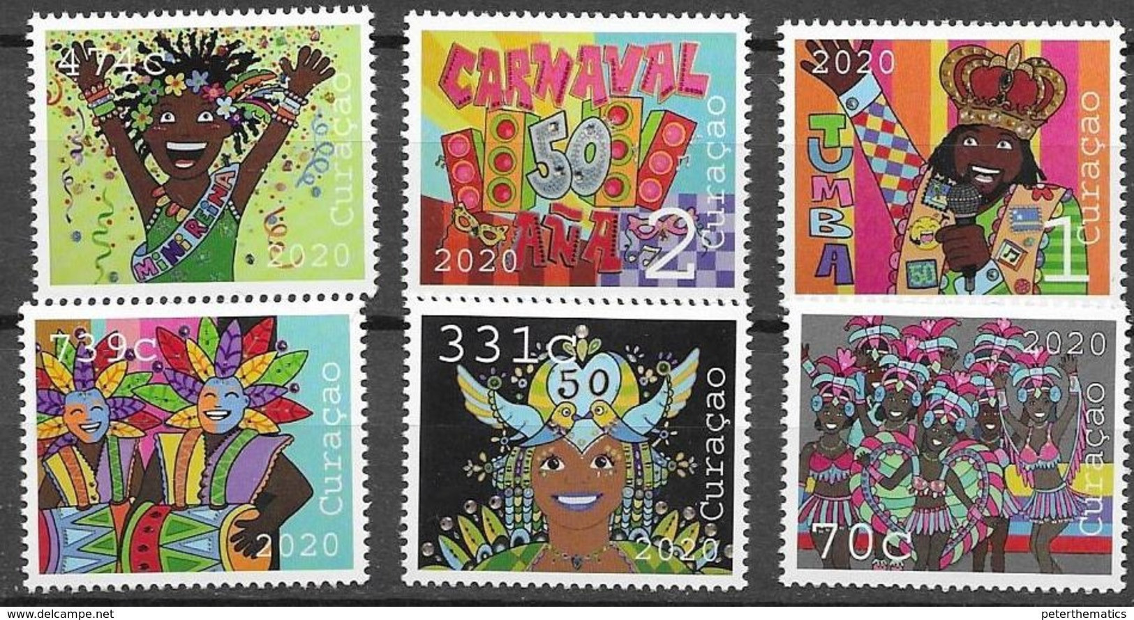 CURACAO, 2020, MNH, CARNIVAL, COSTUMES, MUSIC, BIRDS, DRUMS,6v - Carnival