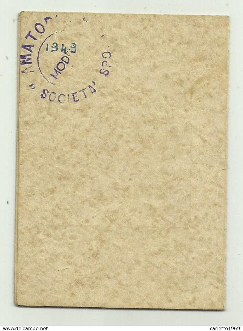 TESSERA S.S. AMATORI MODENA 1949 - Membership Cards