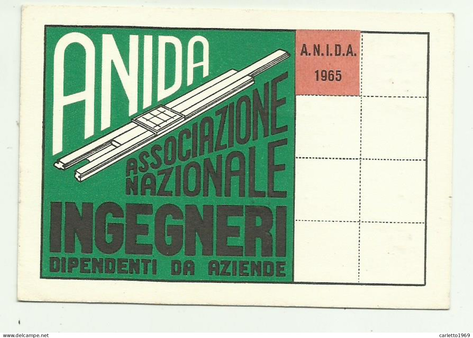 TESSERA ANIDA INGEGNERI 1965 - Membership Cards
