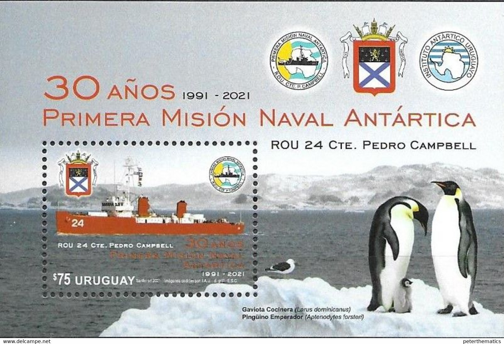 URUGUAY, 2021, MNH,ANTARCTIC, SHIPS, BIRDS, PENGUINS, S/SHEET - Other & Unclassified