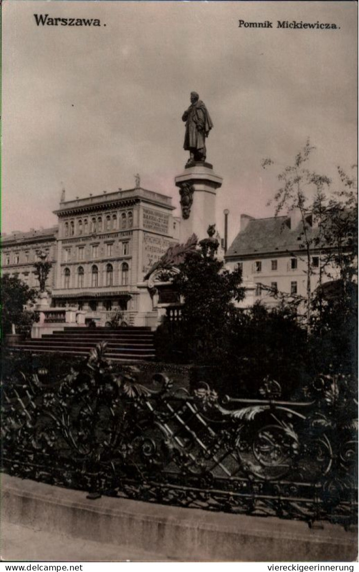 ! Alte Ansichtskarte Aus Warschau, Warszawa, Pomnik Mickiewicza, Polen, Poland, Denkmal - Pologne