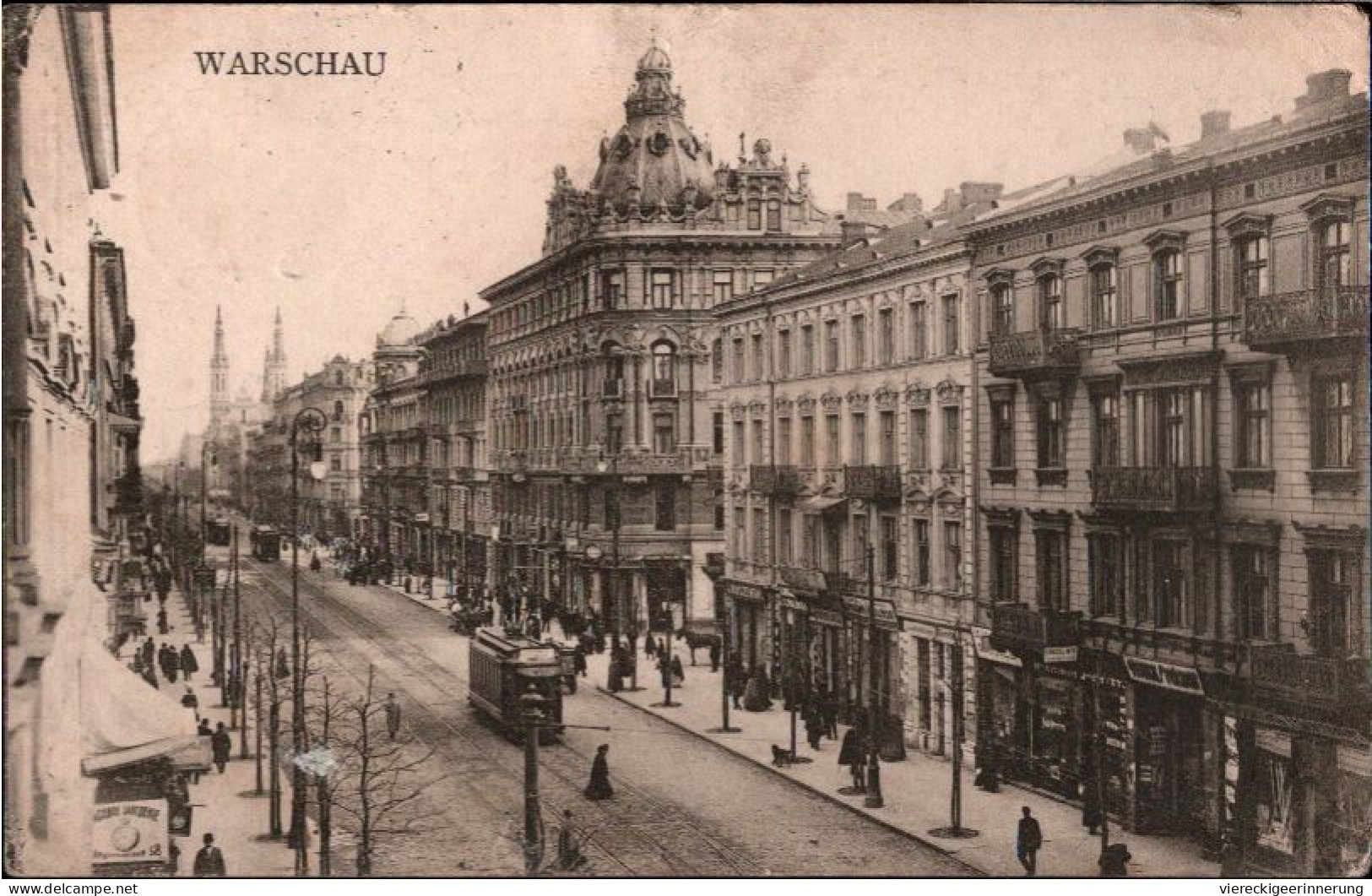 ! Alte Ansichtskarte Aus Warschau, Warszawa, Straßenbahn, Tramway, Feldpost, Polen - Polen