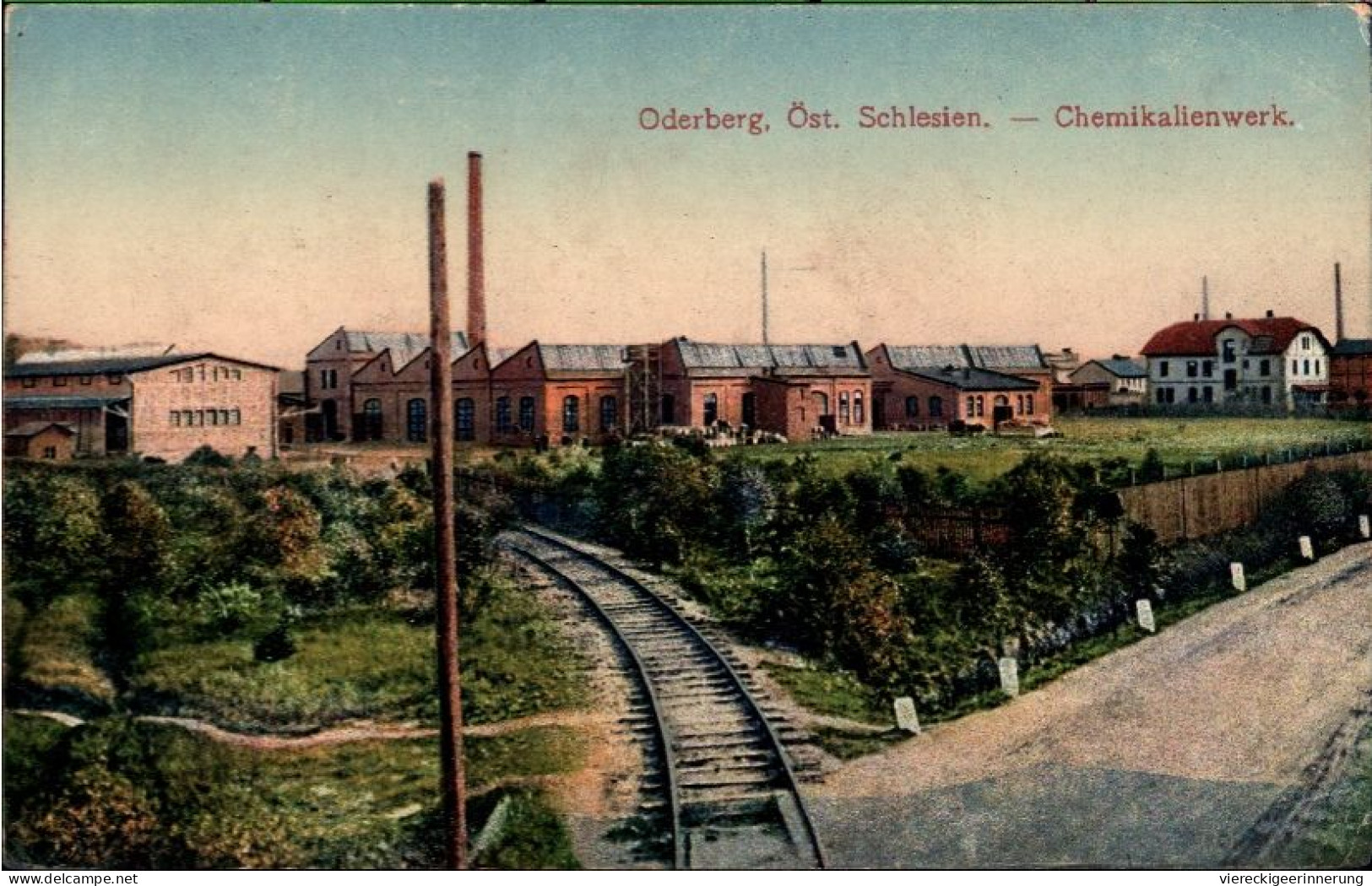! Alte Ansichtskarte Aus Oderberg, Bohumín, Chemiefabrik, österreichisch Schlesien, Eisenbahnstrecke, 1917, Feldpost, 76 - Tschechische Republik