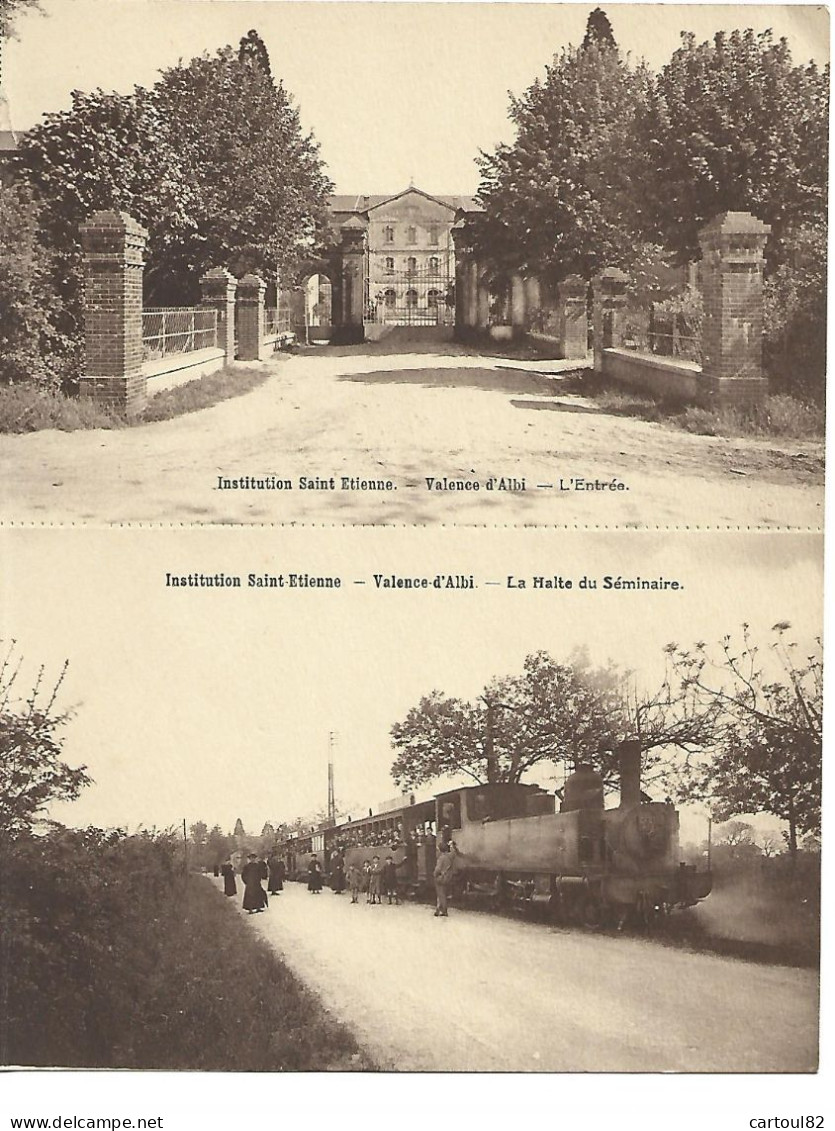 723 ENT  CPA Double Valence D'Albi Institution St Etienne L'entrée Et Le Train (gros Plan) Halte Du Séminaire - Valence D'Albigeois