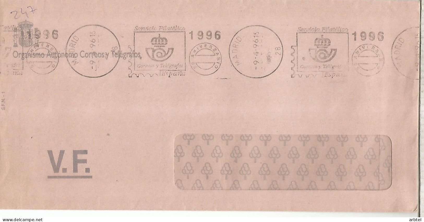 ESPAÑA SERVICIO FILATELICO RODILLO 1996 - Vrijstelling Van Portkosten