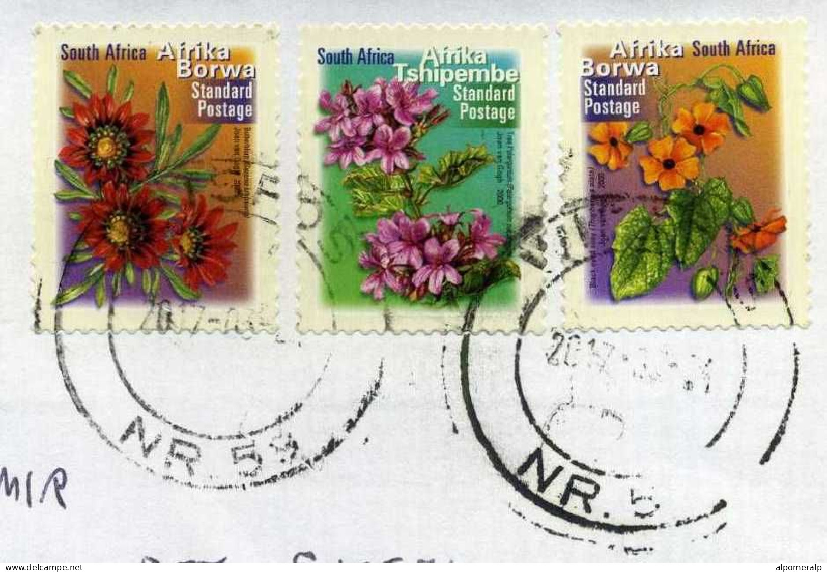 S.Africa 2001 Flowers 4mm, Priority Air Mail Cover Used To Izmir From Witspos 2017 | Mi 1348IIBD, 1351IIBD, 1352IIBD - Lettres & Documents