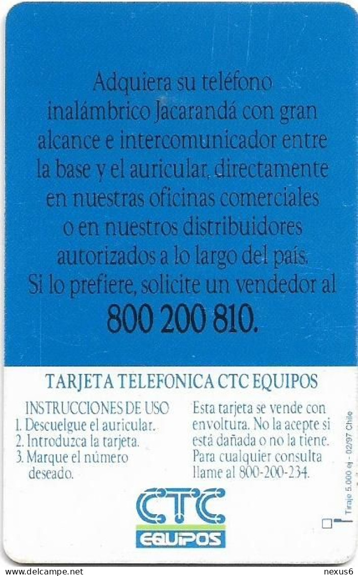 Chile - CTC - Jacarandá (3rd Issue), Gem1A Symmetr. Black, 02.1997, 3.000Cp$, 5.000ex, Used - Chile