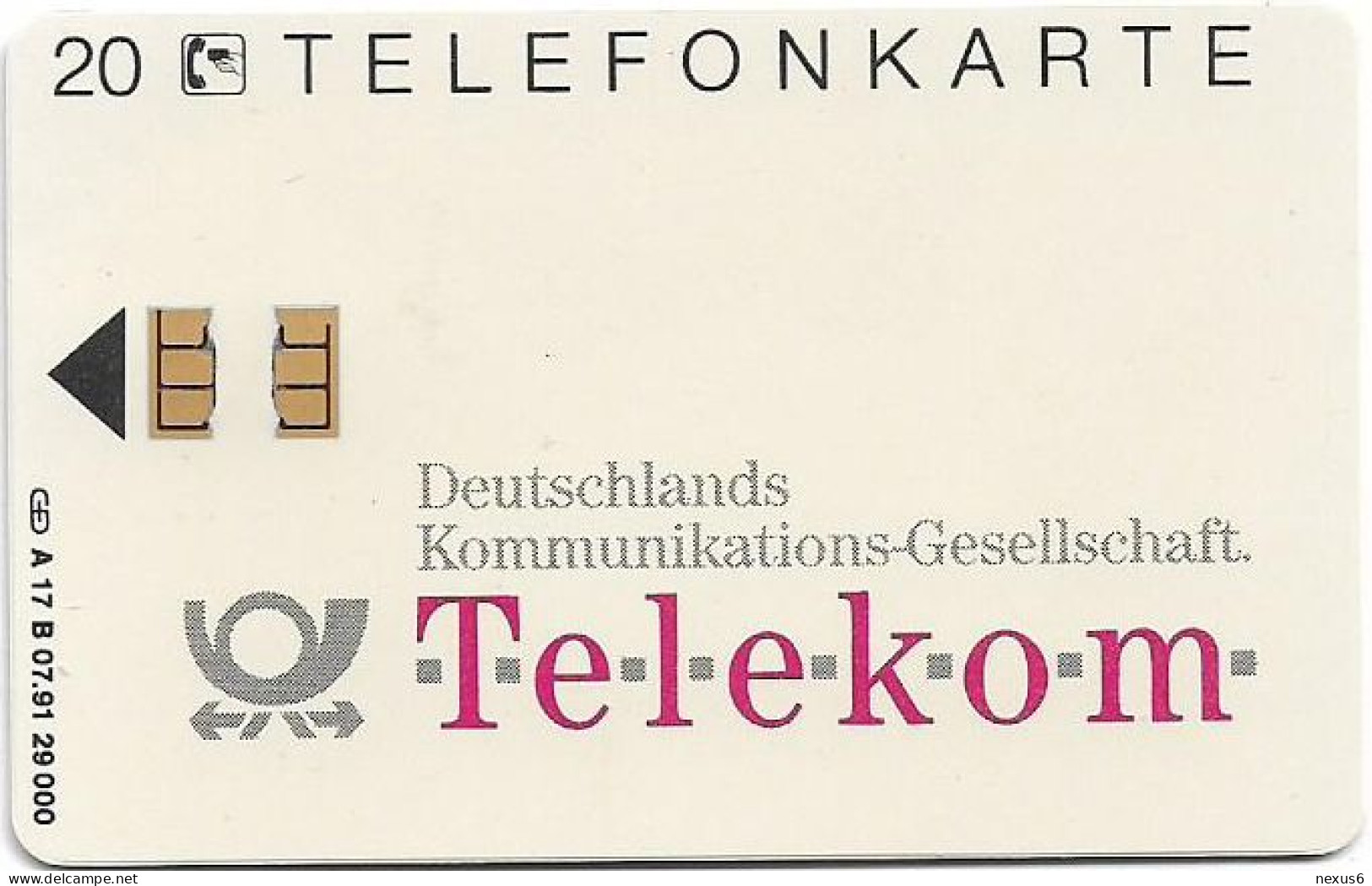 Germany - Telekom Für Wache Augen - A 17B-07.1991 - 20U, 29.000ex, Mint - A + AD-Series : Publicitaires - D. Telekom AG