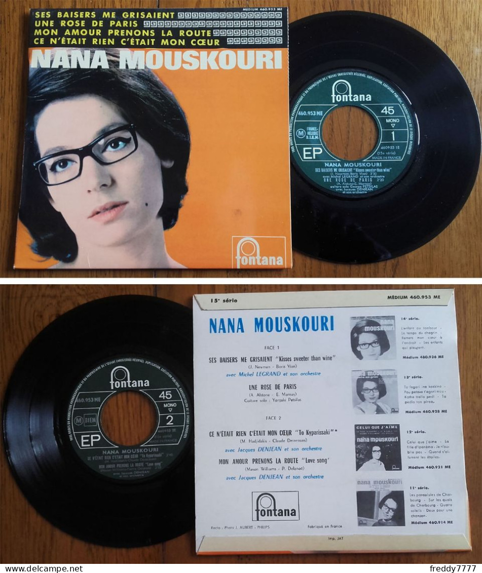 RARE French EP 45t RPM BIEM (7") NANA MOUSKOURI «Ses Baisers Me Grisaient» (1965) - Collector's Editions