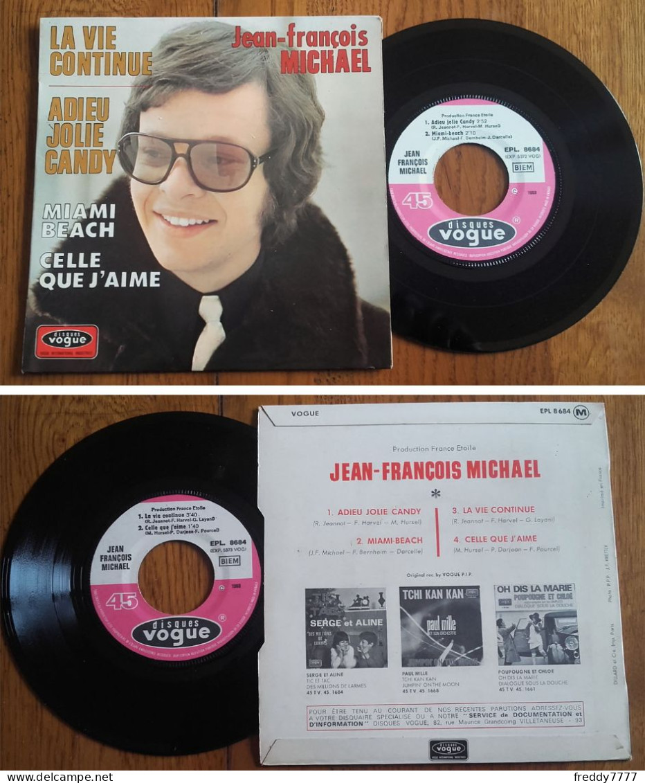 RARE French EP 45t RPM BIEM (7") JEAN-FRANCOIS MICHAEL «Adieu Jolie Candy» (1969) - Collectors