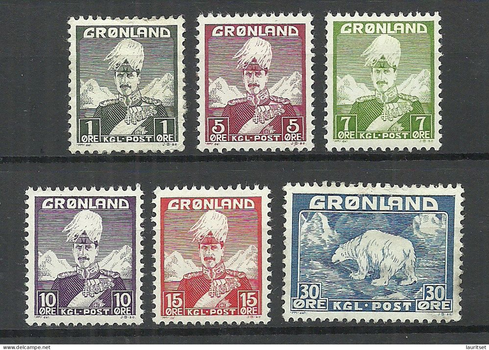 Greenland GRÖNLAND 1938 Michel 1 - 6 * - Neufs
