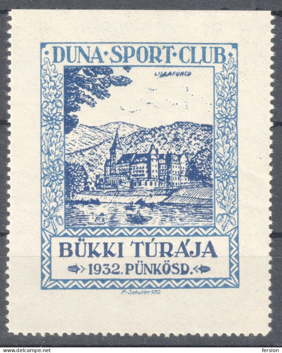 HOTEL PALACE Lillafüred DANUBE Duna Sport Club 1932 HUNGARY Hiking Tourism Propaganda LABEL VIGNETTE CINDERELLA - Hôtellerie - Horeca