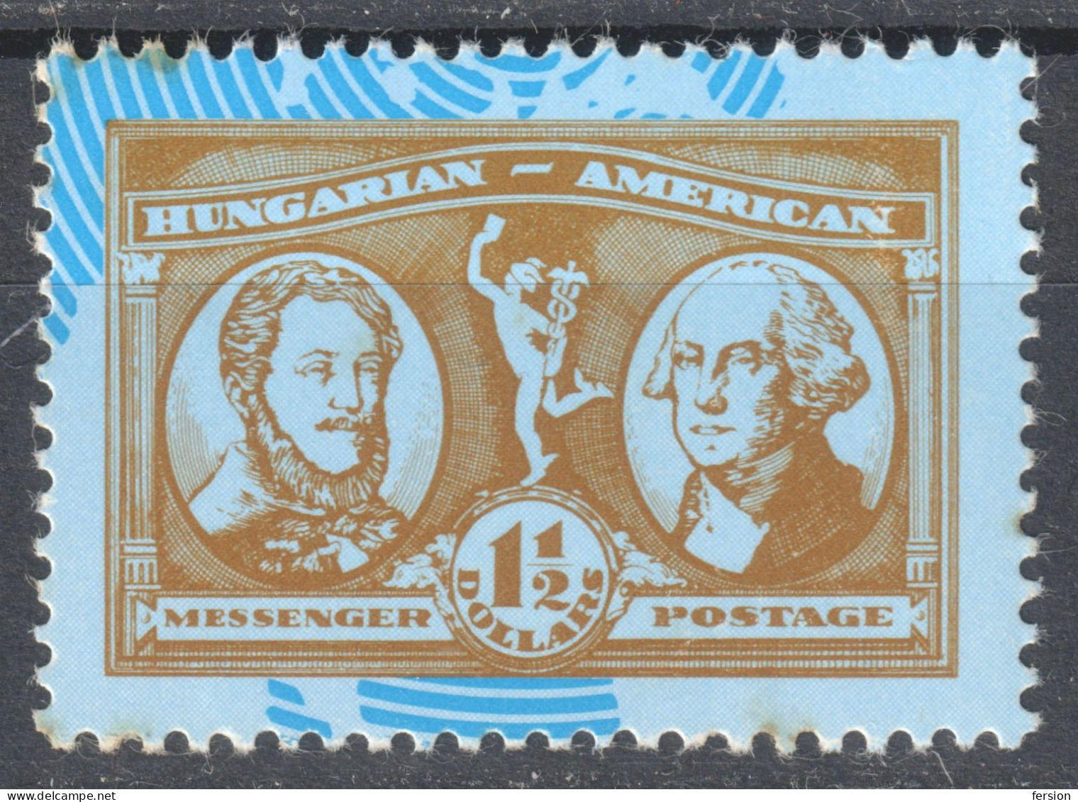 George Washington Kossuth Hungary 1989 American Messenger Postage GLOBE MAP HERMES Greek Mythology Caduceus CINDERELLA - George Washington