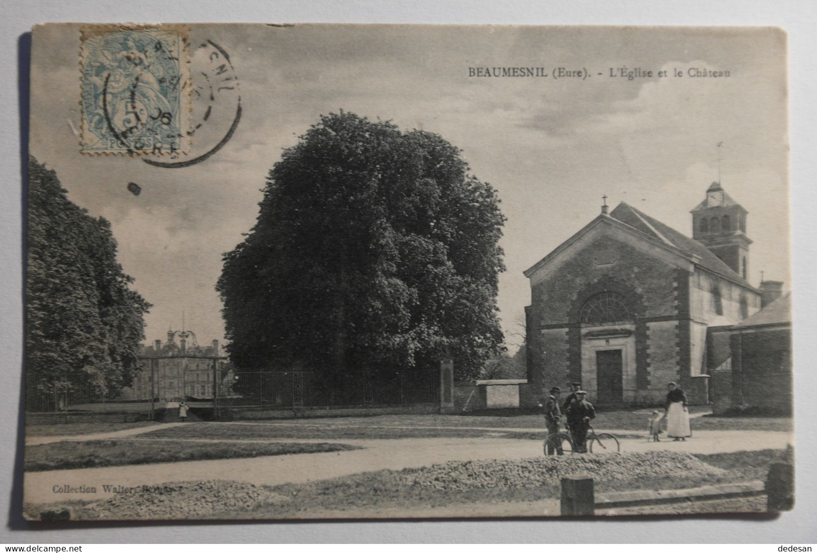 Cpa BEAUMESNIL Eure L'église Et Le Château 1906 - TES02 - Beaumesnil