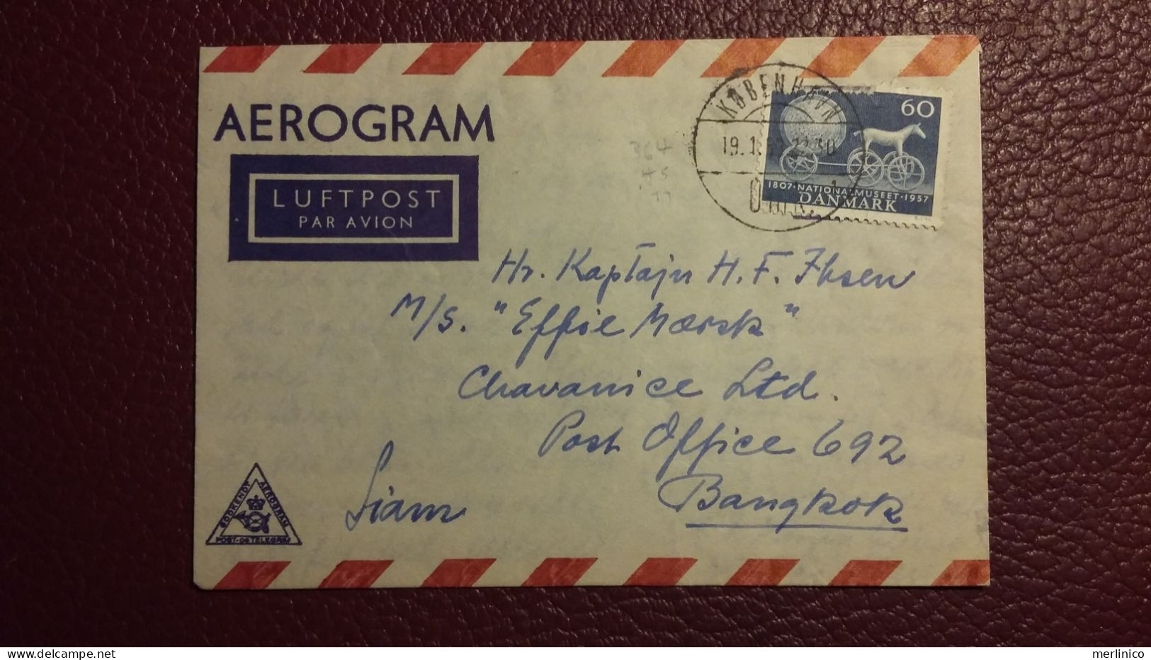 Denmark Airmail To Siam, Aerogram - Airmail