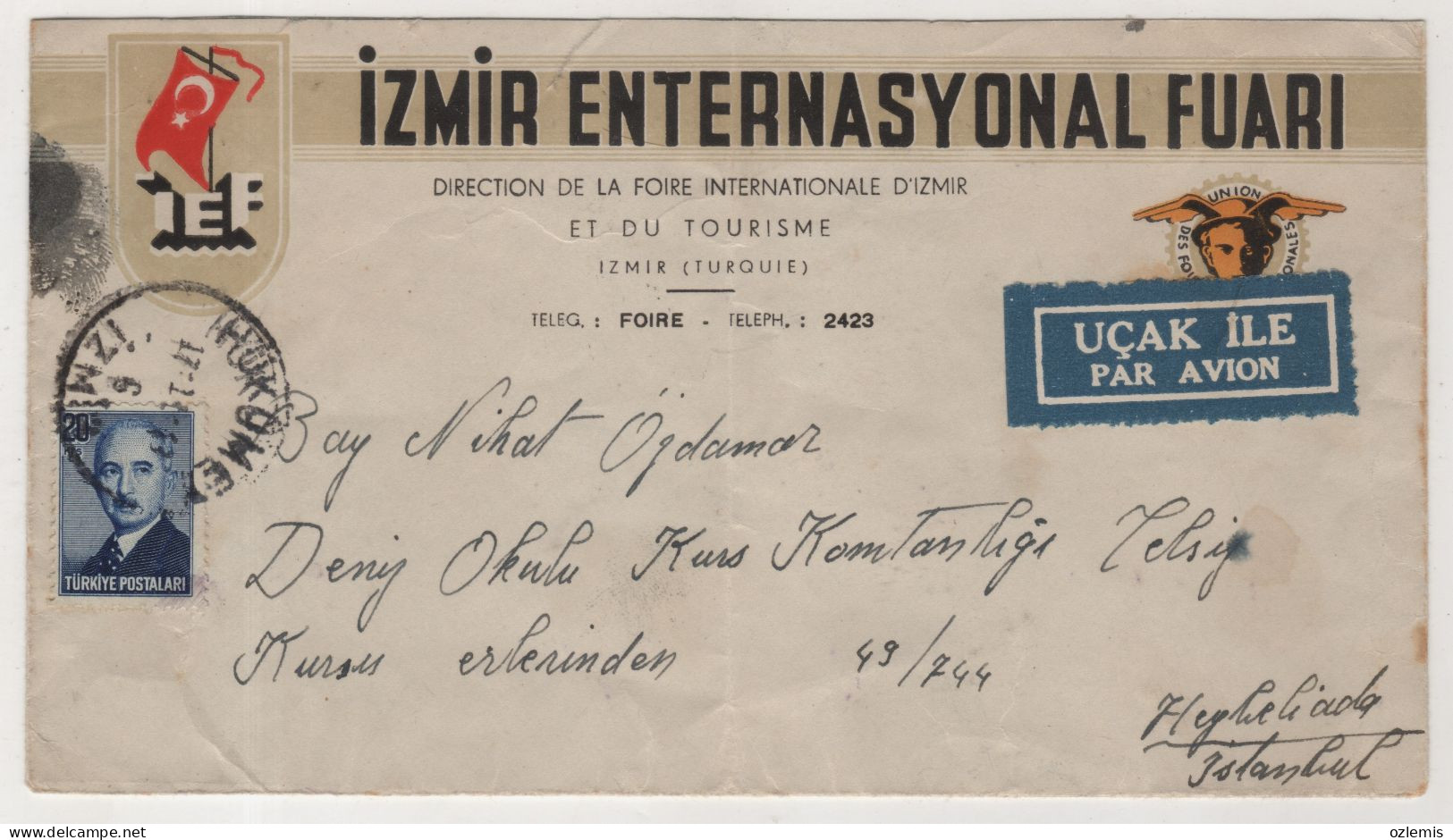 TURKEY,TURKEI,TURQUIE ,IZMIR,IZMIR ENTERNASYONEL FUARI ,1943 ,COVER - Brieven En Documenten