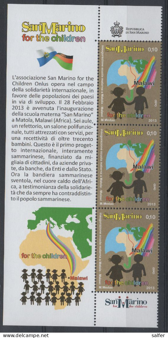 SAN MARINO  2013   PER I BAMBINI  2  X 3 Con Bandella ** MNH - Unused Stamps