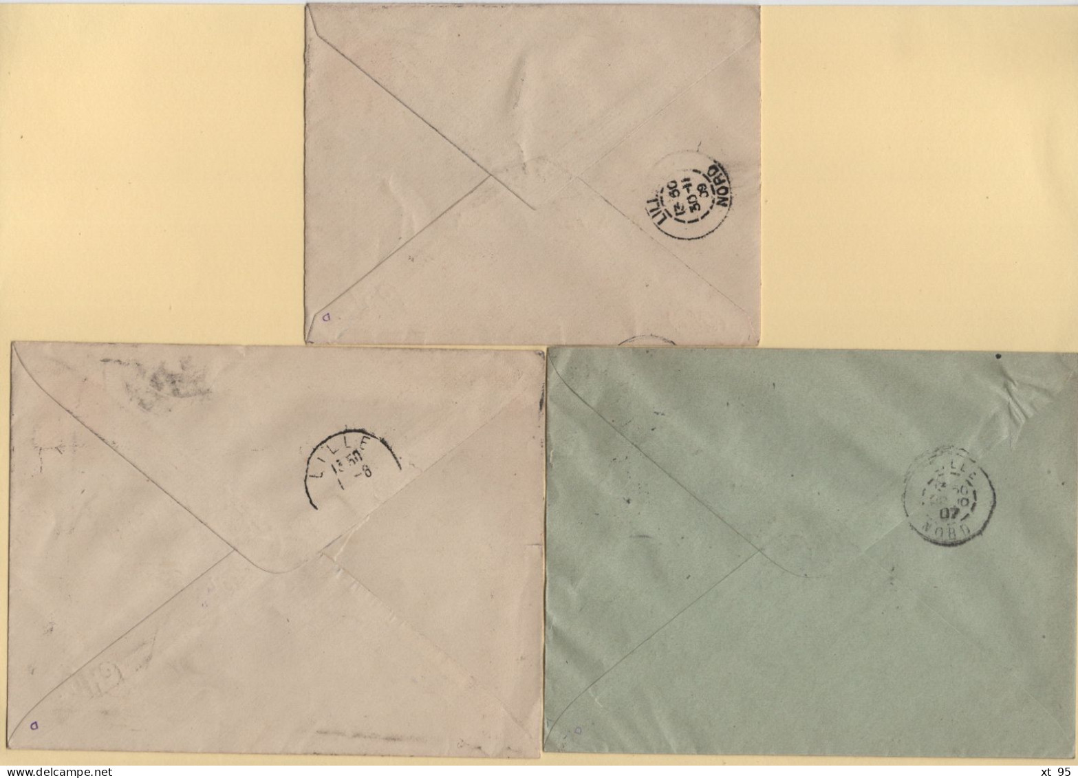 Type Semeuse - Lot De 3 Enveloppes Avec Repiquage Hugo De Cort Lille - Overprinted Covers (before 1995)
