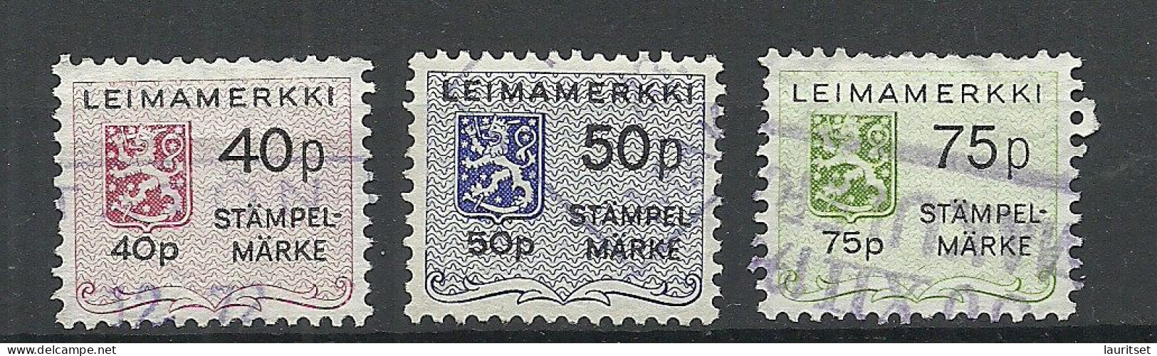 FINLAND FINNLAND - 3 Stempelmarken Documentary Tax Revenues Taxe O - Revenue Stamps