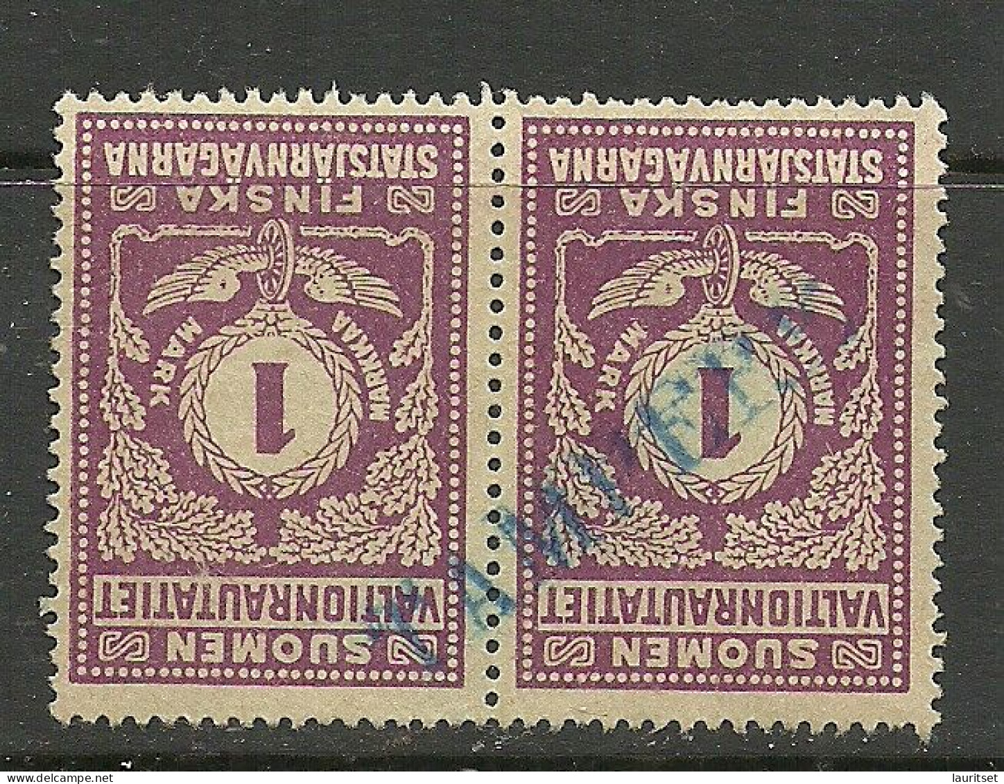 FINLAND FINNLAND 1920/1921 Railway Stamps State Railway 1 MK As Pair Tampere - Paquetes Postales