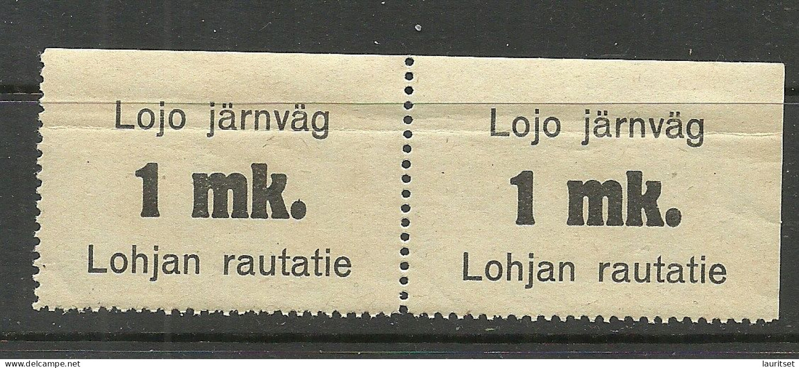 FINLAND FINNLAND 1912 LOHJA Lojo Railway Stamp As Pair MNH - Paquetes Postales