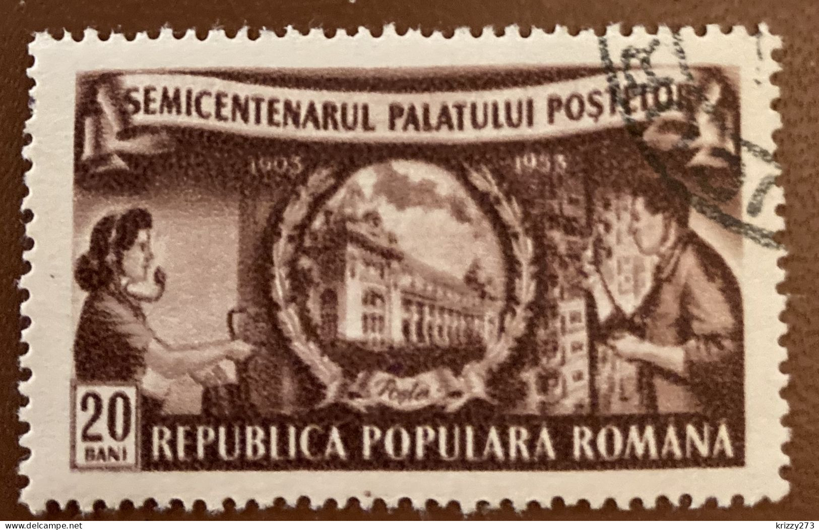 Romania 1953 The 50th Anniversary Of The General Post Building, Bucharest 20b - Used - Fiscale Zegels