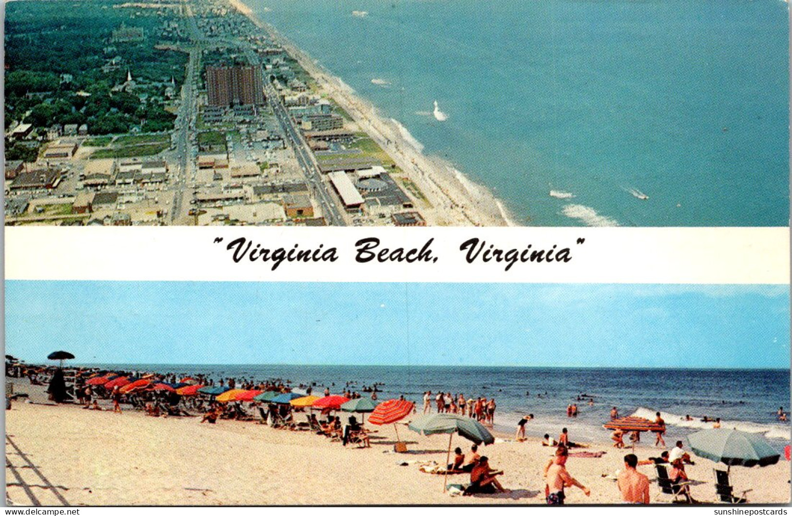 Virginia Virginia Beach Split View Aerial View And Beach Scene - Virginia Beach