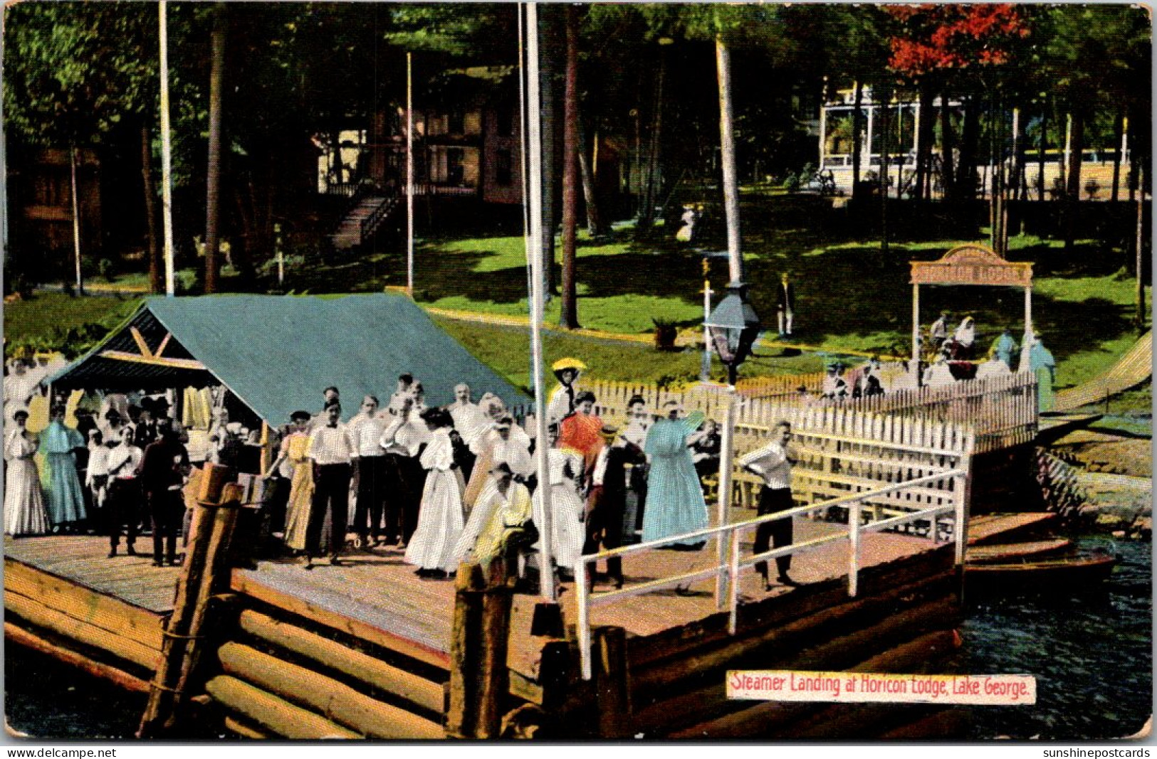 New York Lake George Steamer Landing At Horicon Lodge 1910 - Lake George