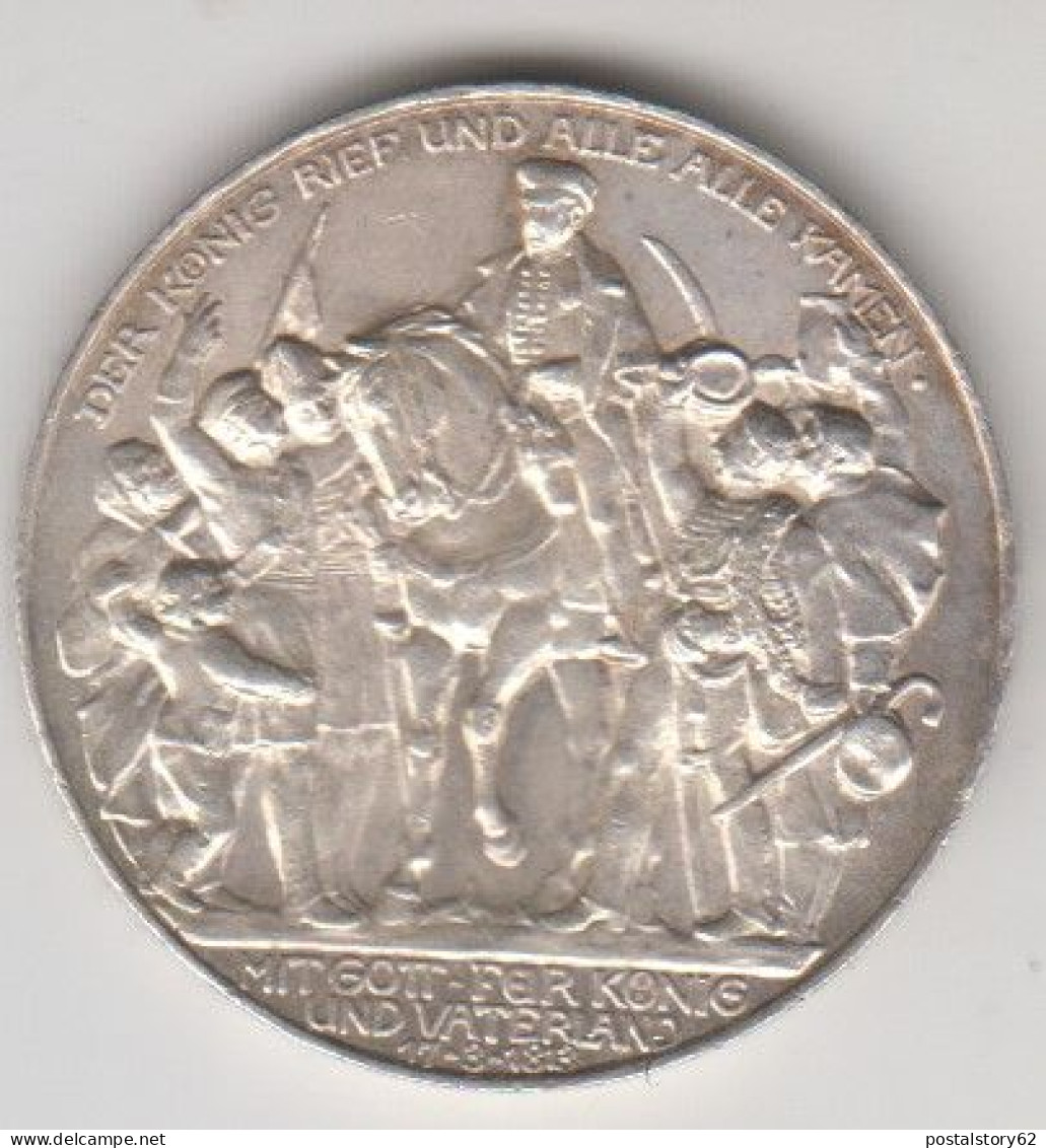 Impero Tedesco, Prussia - 100 Years Defeat Of Napoleon - Moneta Da 3 Mark Arg. 900 Spl/fdc 1913 - 2, 3 & 5 Mark Silver