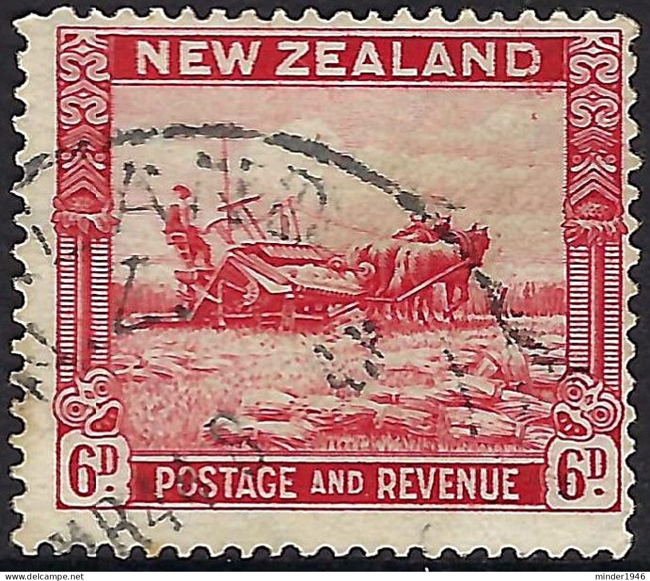 NEW ZEALAND 1942 KGV 6d Scarlet SG564c FU - Usati