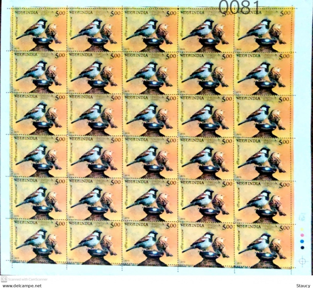 India 2010 PIGEON & SPARROW SET OF 2 Complete Sheets, MNH P. O Fresh & Fine, Rare - Passeri