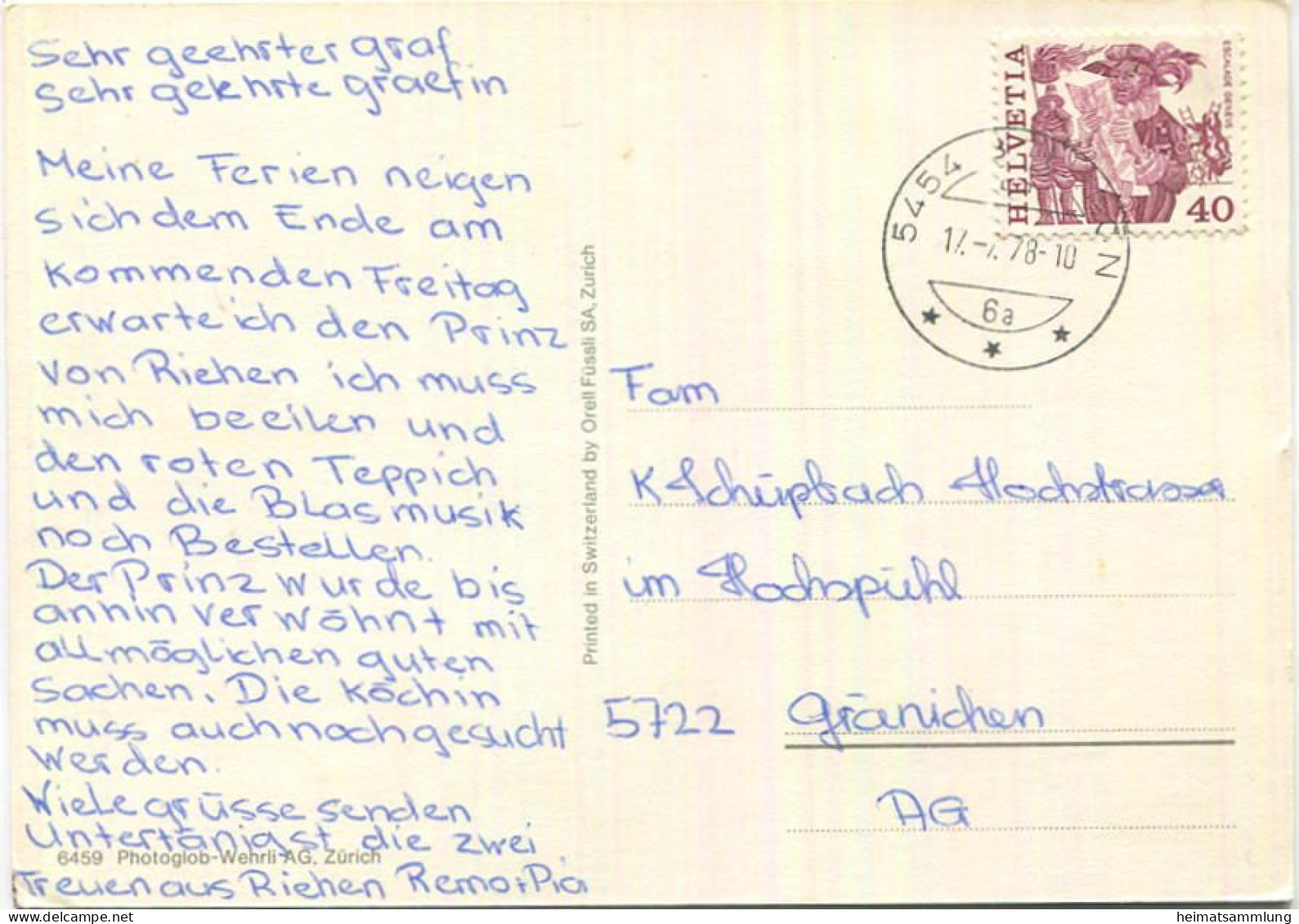 Riehen - AK Grossformat - Verlag Photoglob Wehrli AG Zürich Gel. 1978 - Riehen