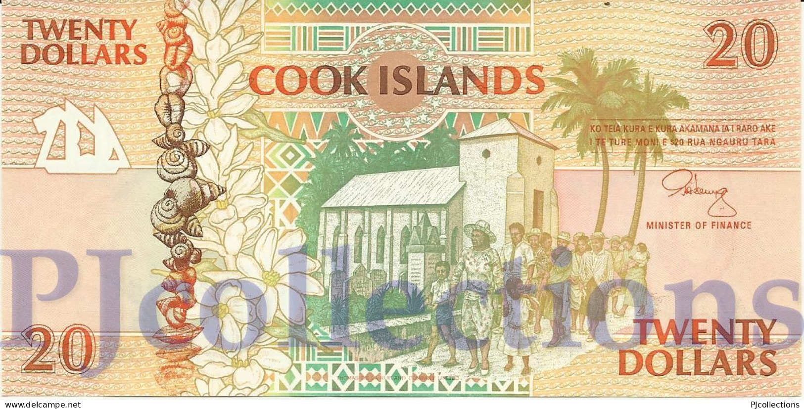 COOK ISLANDS 20 DOLLARS 1992 PICK 9a UNC PREFIX "AAA" - Islas Cook