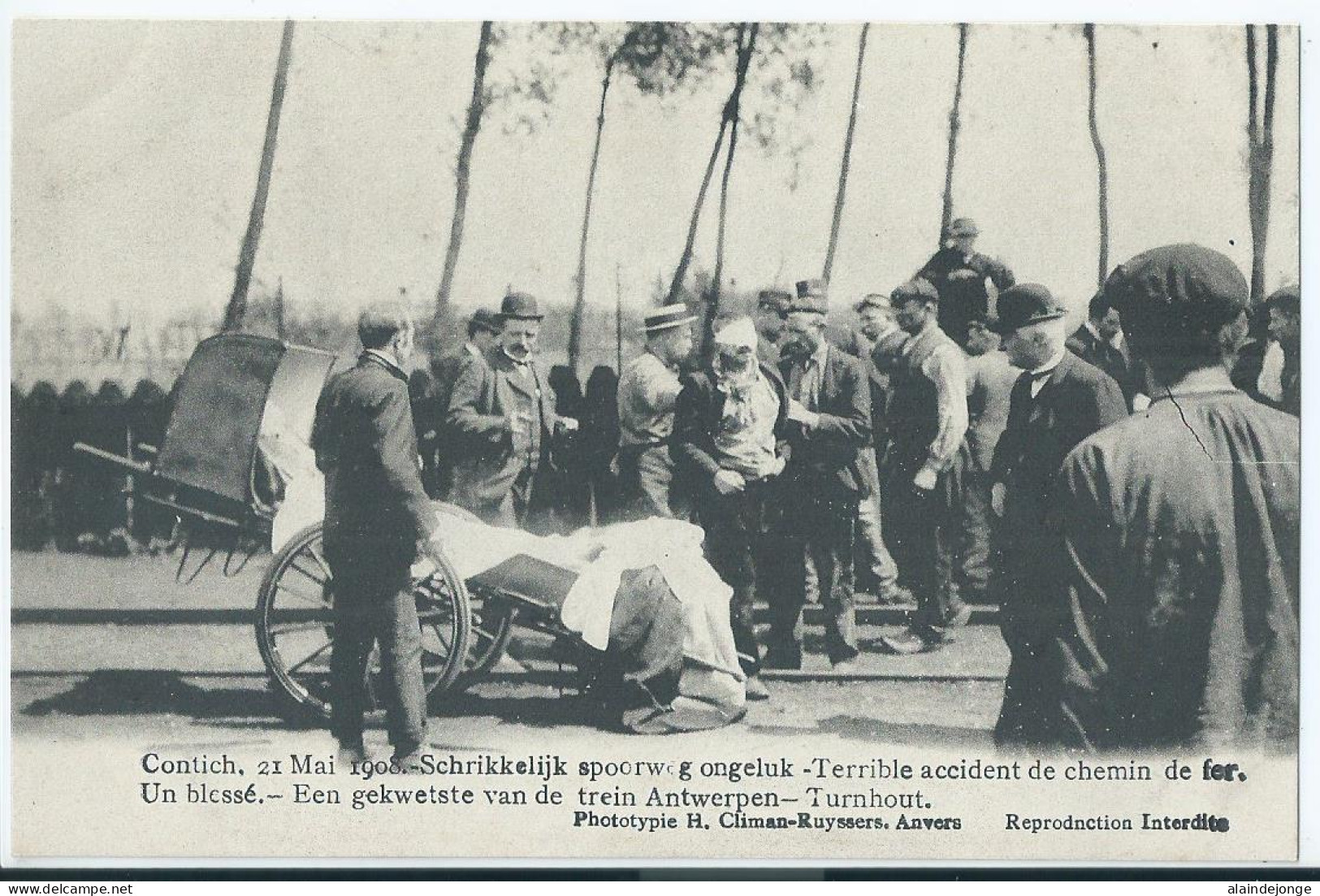 Kontich - Contich - Schrikkelijk Spoorweg Ongeluk - Een Gekwetste Van De Trein Antwerpen - Turnhout - 21 Mai 1908 - Kontich