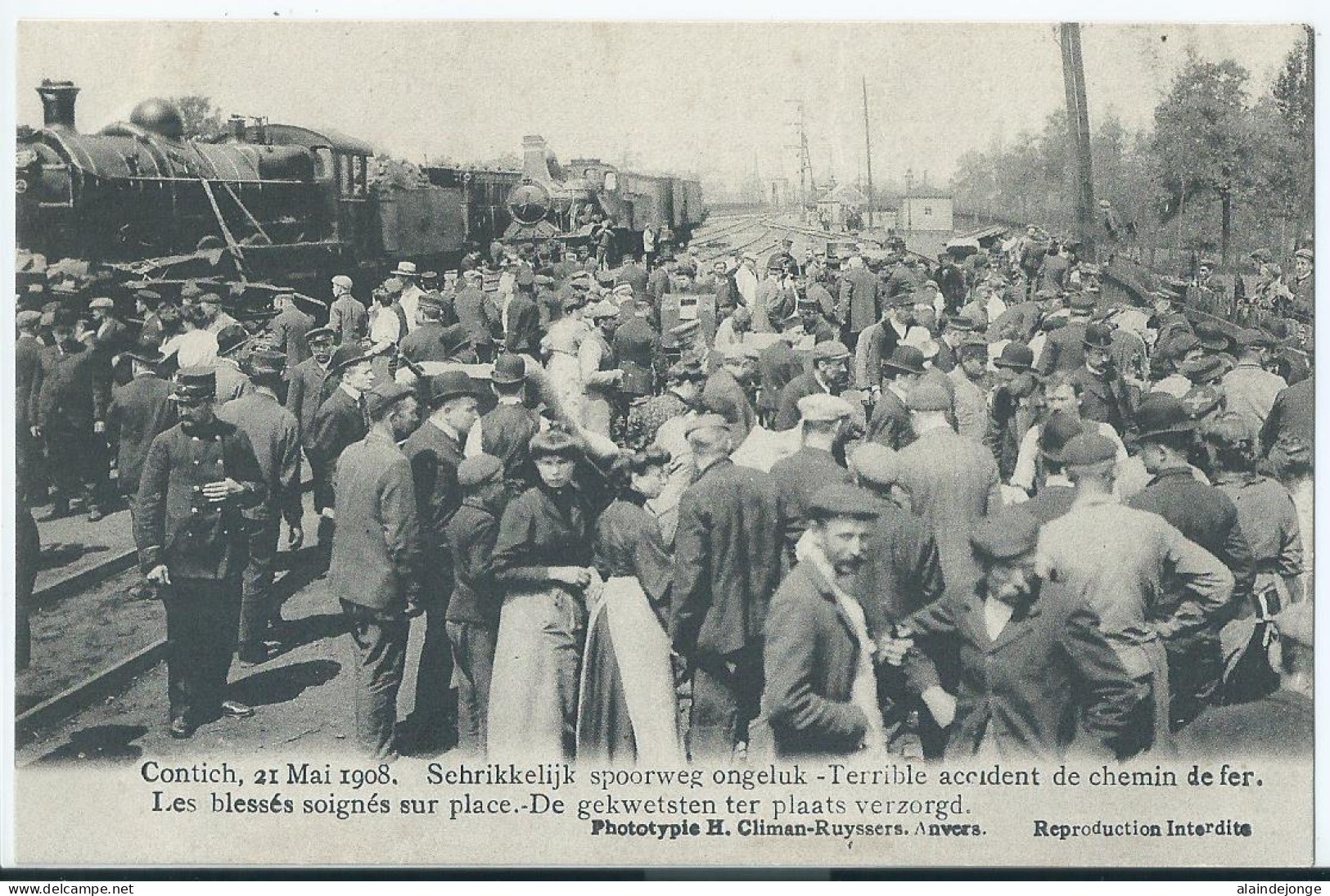 Kontich - Contich - Schrikkelijk Spoorweg Ongeluk - De Gekwetsten Ter Plaats Verzorgd - 21 Mai 1908 - Kontich