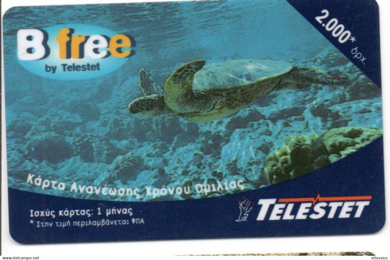 Tortue Tortoise Turtle Cayman Carte Prépayée Telestet B. Free Grèce Phonecard  Telefonkarte (G 934) - Griechenland