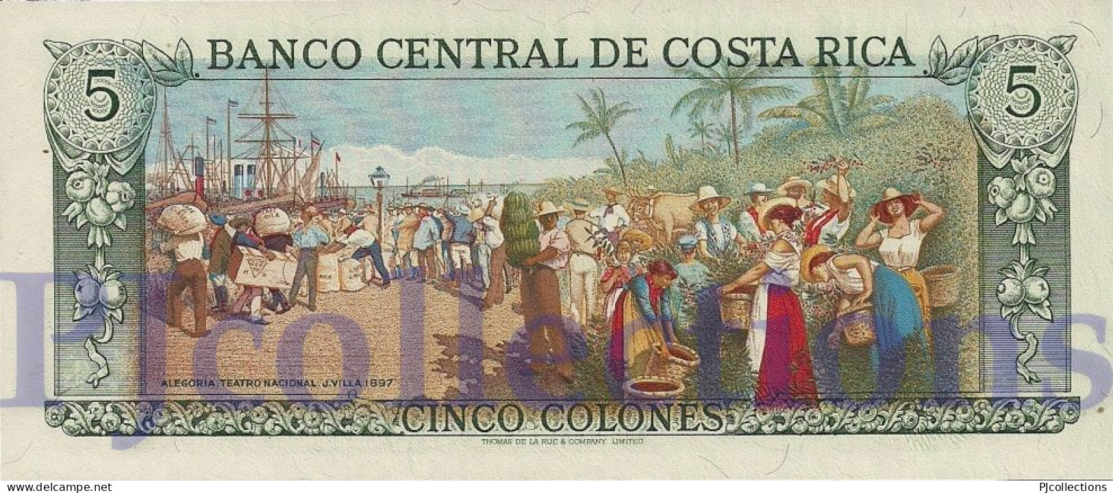 LOT COSTA RICA 5 COLONES 1989 PICK 236d UNC X 5 PCS - Costa Rica