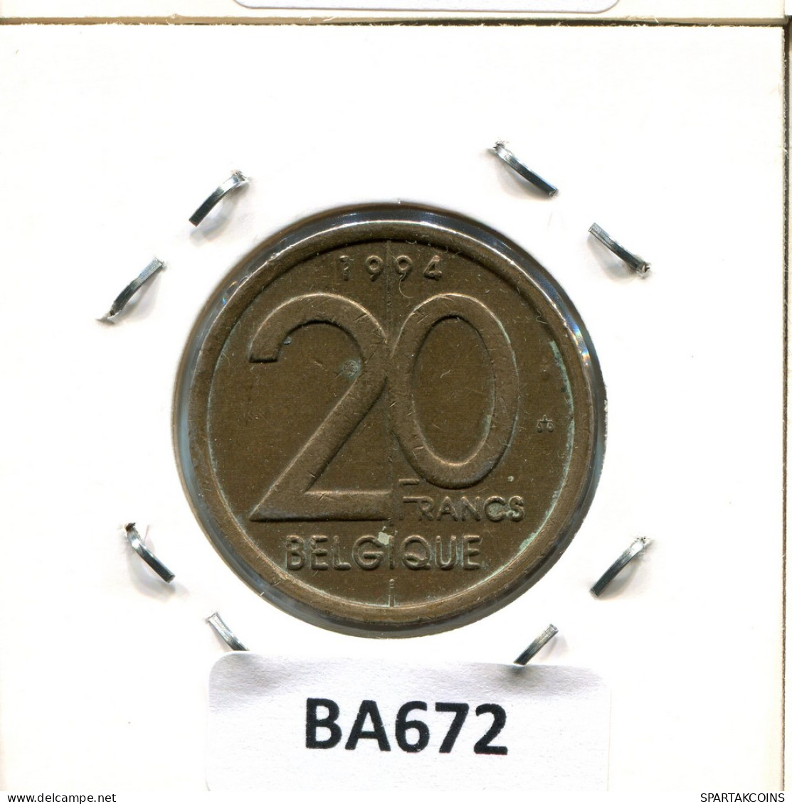 20 FRANCS 1994 FRENCH Text BÉLGICA BELGIUM Moneda #BA672.E - 20 Frank