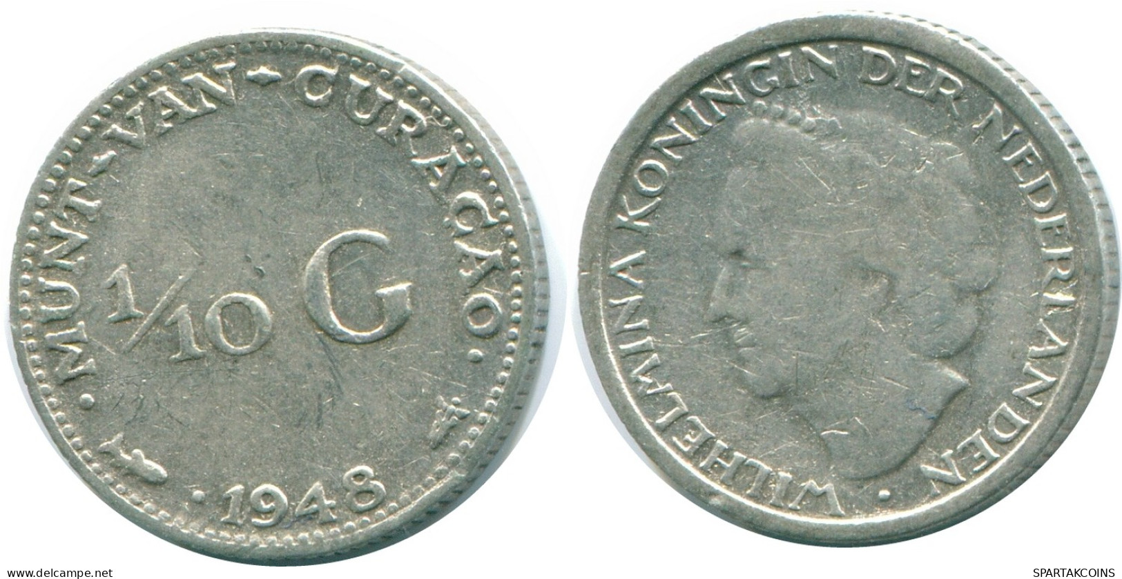 1/10 GULDEN 1948 CURACAO NEERLANDÉS NETHERLANDS PLATA #NL11882.3.E - Curaçao