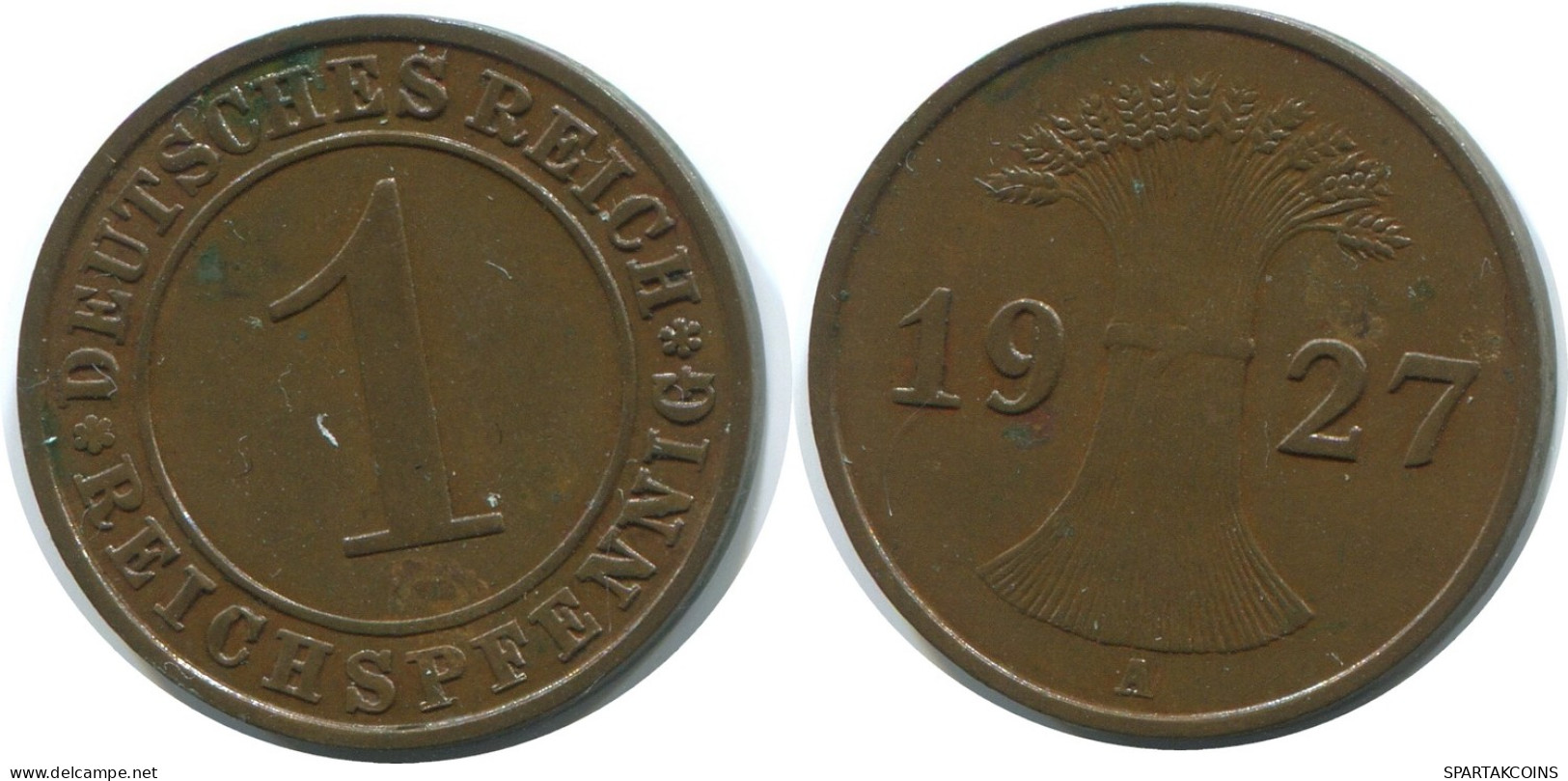 1 REICHSPFENNIG 1927 A ALEMANIA Moneda GERMANY #AE198.E - 1 Rentenpfennig & 1 Reichspfennig