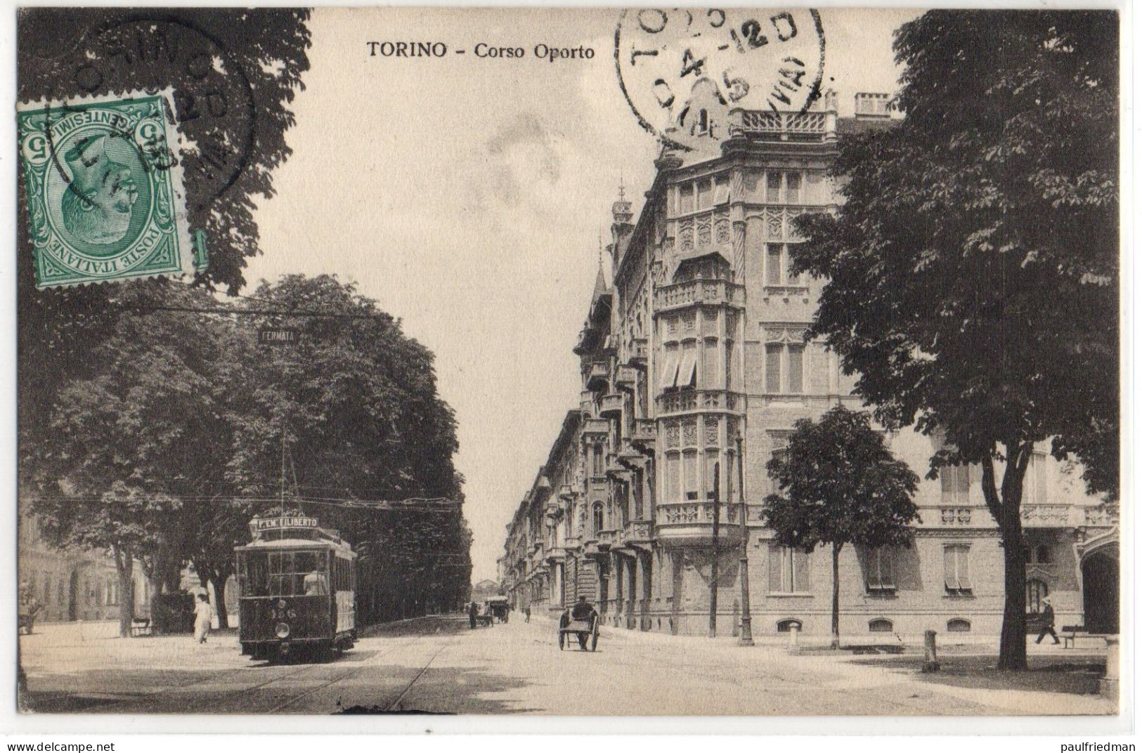 Torino - Corso Oporto - Viaggiata 1915 - (vedi Descrizione) - Trasporti