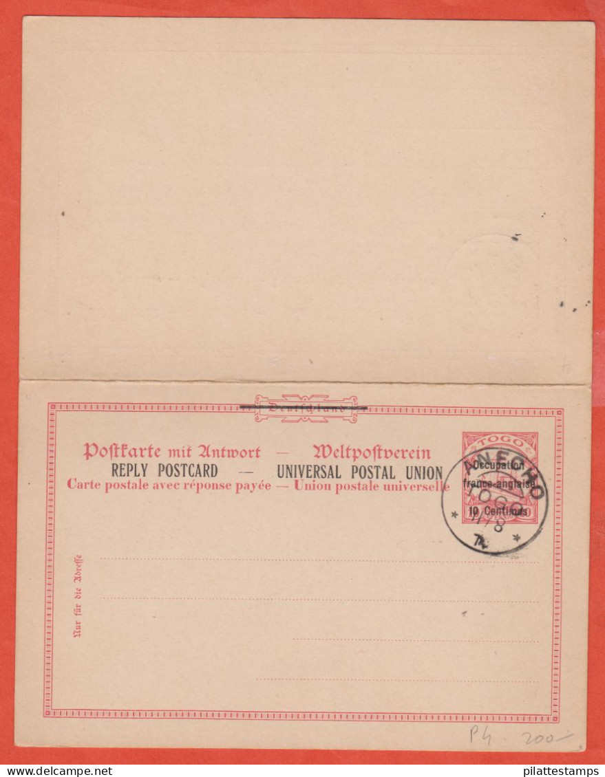 TOGO OCCUPATION FRANCO-ANGLAISE ENTIER POSTAL P4 (MICHEL) DE ANECHO - Cartas & Documentos