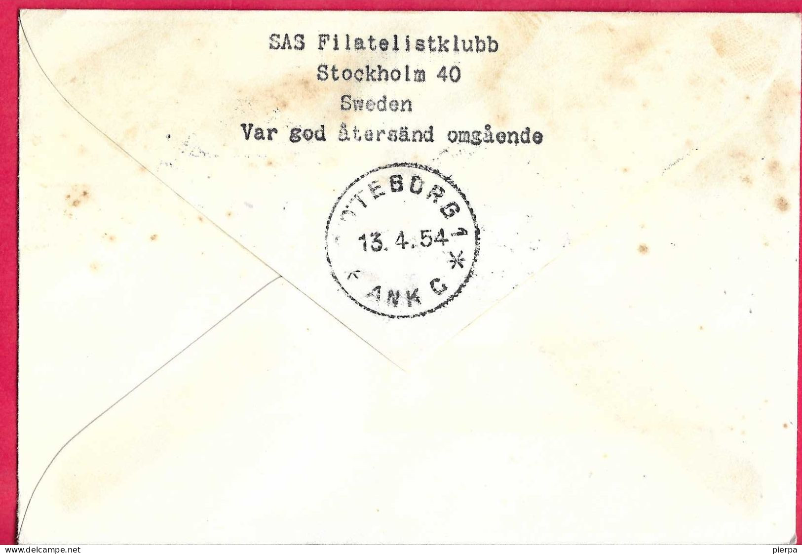 GERMANY - FIRST SAS FLIGHT FROM HAMBURG TO GOTEBORG *13.4.54* - ON OFFICIAL COVER - Primi Voli