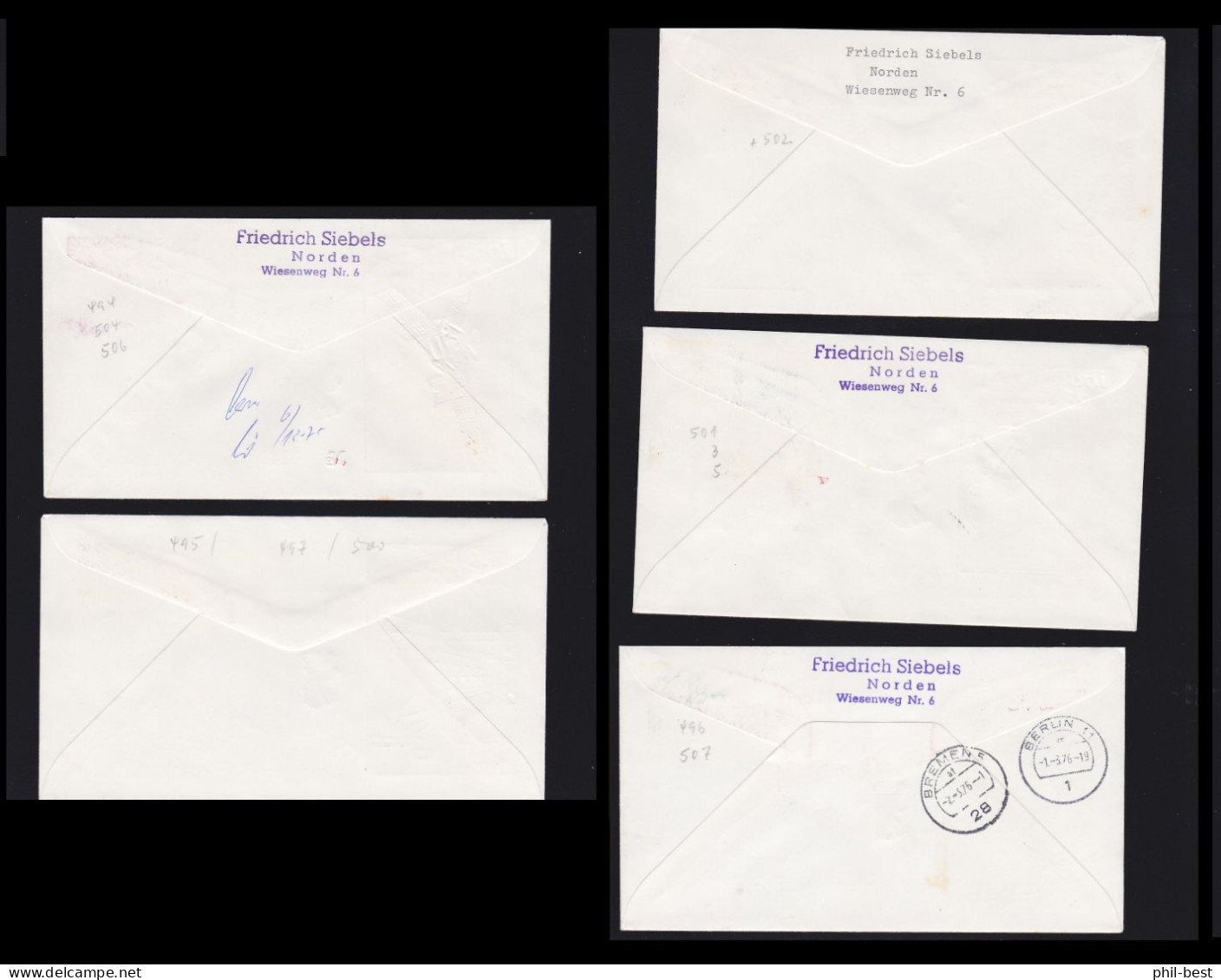 Berlin 494 - 507 FDC, Mit Eilzustellung, R- Briefen #H231 - Enveloppes Privées - Oblitérées